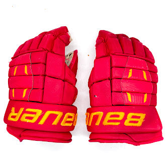 Bauer Pro Series - Gants Pro Stock d'occasion (rouge/jaune)